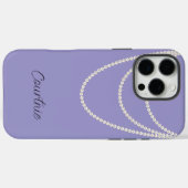 Coques Case-Mate iPhone Perles blanches violettes glamées (Verso (horizontal))