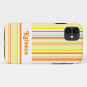 Coques Case-Mate iPhone Perles rayées nommées orange rose (Dos (Horizontal))
