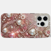Coques Case-Mate iPhone Perles roses modernes élégantes mignonnes (Verso (horizontal))