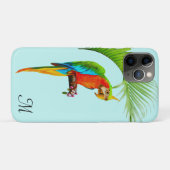 Coques Case-Mate iPhone Perroquet arc-en-ciel tropical et monogramme (Dos (Horizontal))