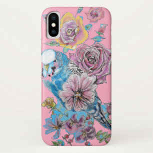 Case-Mate iPhone Case Perroquet bleu aquarelle floral Filles Rose