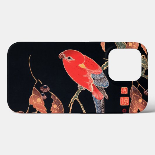 Coques Case-Mate iPhone Perroquet rouge sur la branche d'un arbre par Ito (Verso (horizontal))