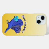 Coques Case-Mate iPhone Perroquet Volant Bleu Graphisme Jaune (Verso (horizontal))