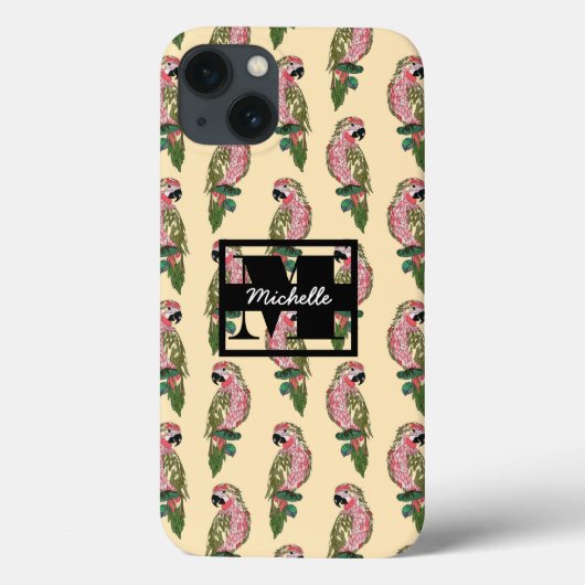 Coques Case-Mate iPhone Perroquets de style Zentangle | Monogramme (Verso)
