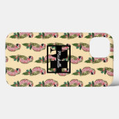 Coques Case-Mate iPhone Perroquets de style Zentangle | Monogramme (Verso (horizontal))
