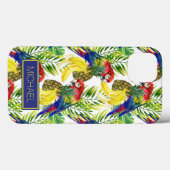 Coques Case-Mate iPhone Perroquets Et Fruits Tropicaux | Ajouter Votre Nom (Verso (horizontal))