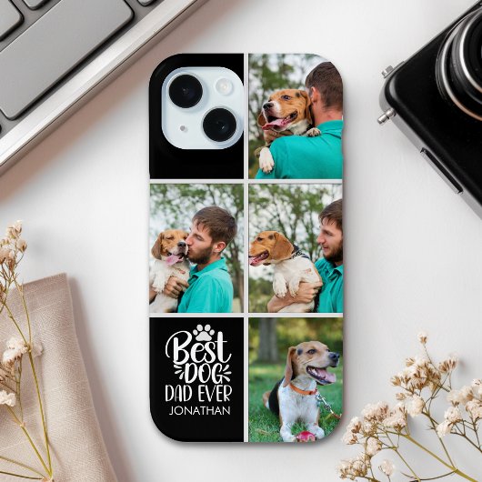 Coques Case-Mate iPhone Personalized Best Dog Dad – Collage 4-Photos