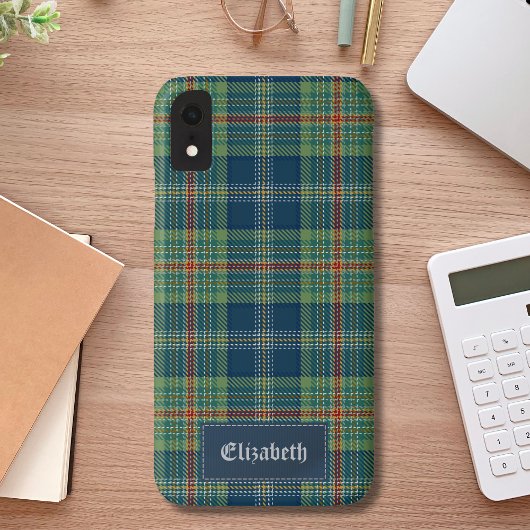 Coques Case-Mate iPhone Personalized Blue and Green Tartan Pattern