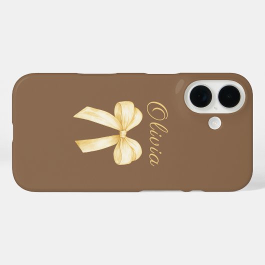 Coques Case-Mate iPhone Personalized Bow Brown Aesthetic Coquette (Verso (horizontal))