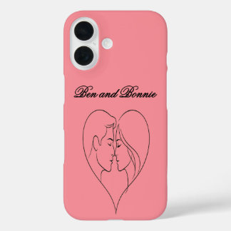 Coques iPhone 16 Personalized Couple's Heart Silhouette iPhone Case