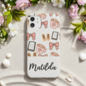 Coques Case-Mate iPhone Personalized cozy Girly Bows & Coffee Pattern