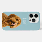 Coques Case-Mate iPhone Personalized Dog Photo | Pastel Blue Pet (Verso (horizontal))