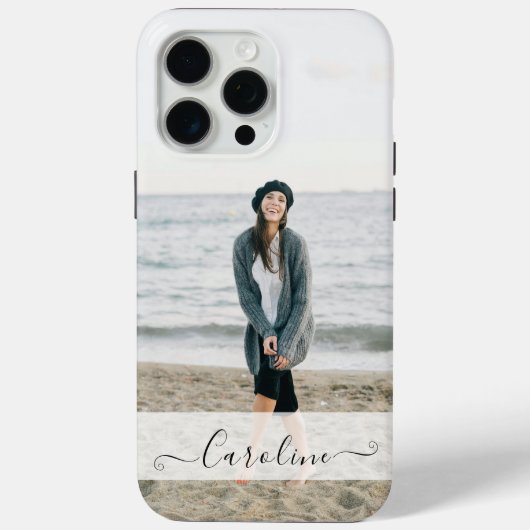 Coques Case-Mate iPhone Personalized Elegant Modern Photo and Name (Verso)