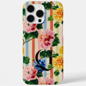 Coques Case-Mate iPhone Personalized Floral Stripe Monogram (Verso)