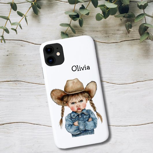 Coques Case-Mate iPhone Personalized Grumpy Cowgirl in Denim Jacket