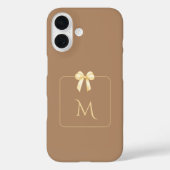 Coques Case-Mate iPhone Personalized Initial Bow Brown Aesthetic (Verso)