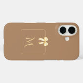 Coques Case-Mate iPhone Personalized Initial Bow Brown Aesthetic (Verso (horizontal))