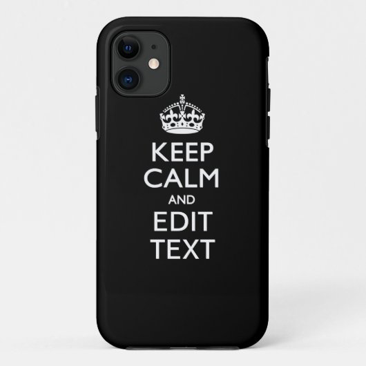 Coques Case-Mate iPhone Personalized KEEP CALM Have Your Text on Black (Dos)