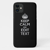 Coques Case-Mate iPhone Personalized KEEP CALM Have Your Text on Black (Dos)