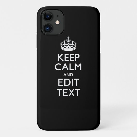 Coques Case-Mate iPhone Personalized KEEP CALM Have Your Text on Black (Dos)