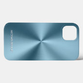 Coques Case-Mate iPhone Personalized Metallic Radial Blue Texture (Verso (horizontal))