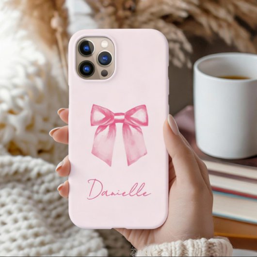 Coques Case-Mate iPhone Personalized Modern Elegant Pink Bow