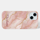Coques Case-Mate iPhone Personalized Modern Rose Quartz Marble Gold (Verso (horizontal))