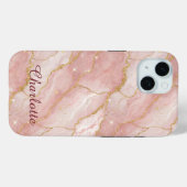 Coques Case-Mate iPhone Personalized Modern Rose Quartz Marble Gold (Verso (horizontal))