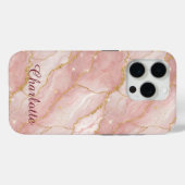 Coques Case-Mate iPhone Personalized Modern Rose Quartz Marble Gold (Verso (horizontal))