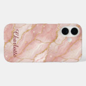 Coques Case-Mate iPhone Personalized Modern Rose Quartz Marble Gold (Verso (horizontal))