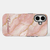 Coques Case-Mate iPhone Personalized Modern Rose Quartz Marble Gold (Verso (horizontal))