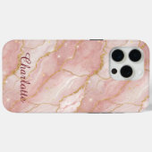Coques Case-Mate iPhone Personalized Modern Rose Quartz Marble Gold (Verso (horizontal))