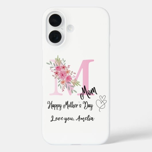 Coques Case-Mate iPhone Personalized Mom Initial iPhone 16 Case (Verso)