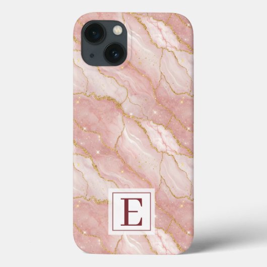 Coques Case-Mate iPhone Personalized Monogram Rose Quartz Gold (Verso)