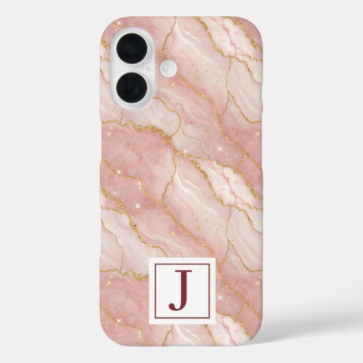 Coques Case-Mate iPhone Personalized Monogram Rose Quartz Gold (Verso)