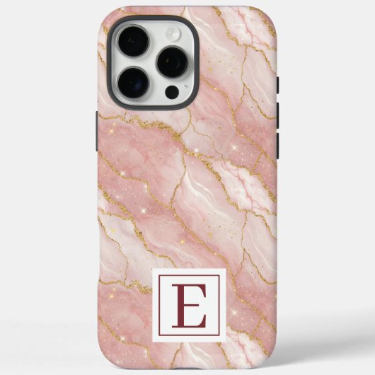 Coques Case-Mate iPhone Personalized Monogram Rose Quartz Gold (Verso)