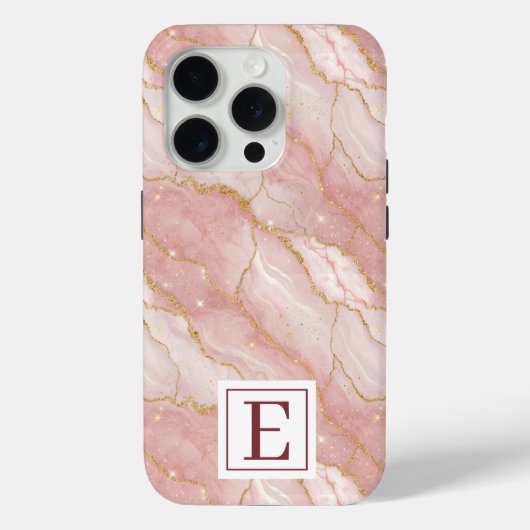 Coques Case-Mate iPhone Personalized Monogram Rose Quartz Gold (Verso)