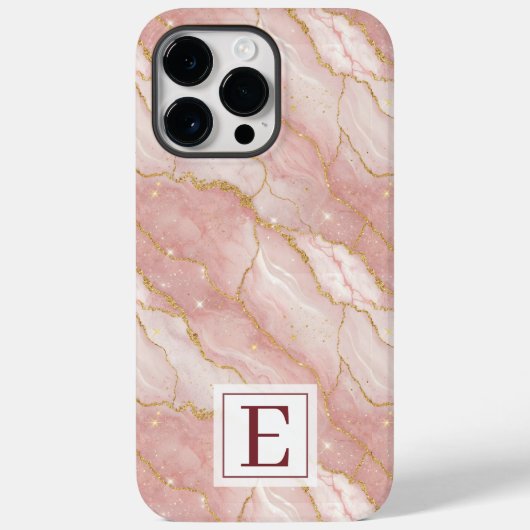 Coques Case-Mate iPhone Personalized Monogram Rose Quartz Gold (Verso)