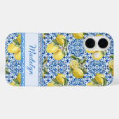 Coques Case-Mate iPhone Personalized Name Blue Tile Mediterranean Lemon (Verso (horizontal))