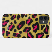 Coques Case-Mate iPhone Personalized Name Chic Gold Glitter Black Leopard  (Dos (Horizontal))