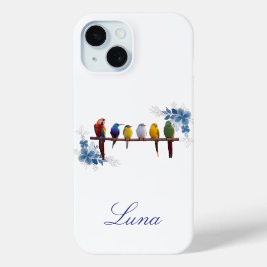 Coques Case-Mate iPhone Personalized name floral birds  (Verso)