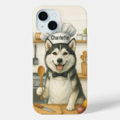 Coques Case-Mate iPhone Personalized Name Funny Siberian Husky Dog Chef (Verso)