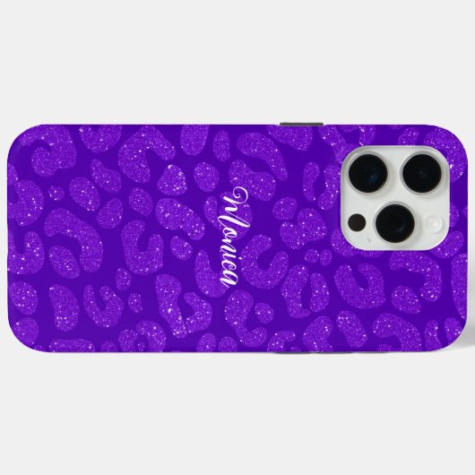 Coques Case-Mate iPhone Personalized Name Modern Stylish  Purple Glitter  (Verso (horizontal))