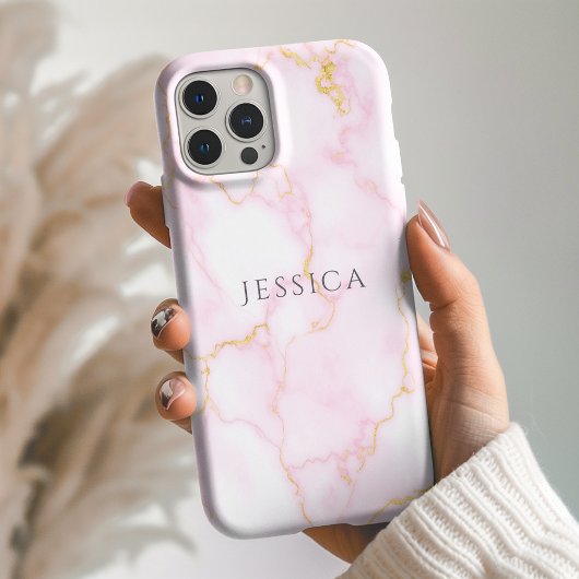 Coques Case-Mate iPhone Personalized Name Pink Marble Phone 