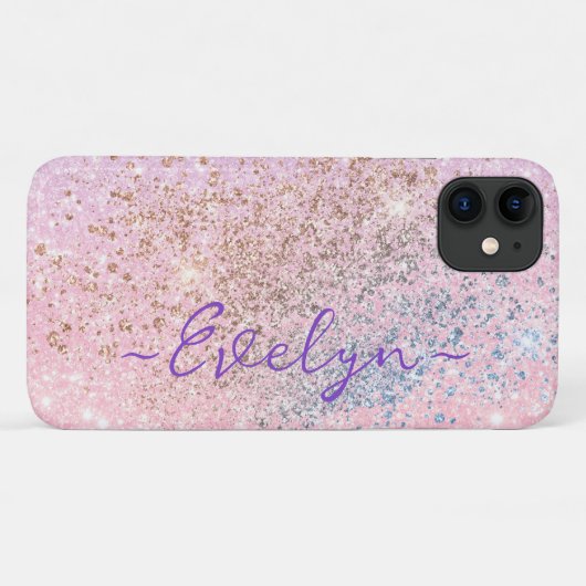 Coques Case-Mate iPhone Personalized pastel pink blue glitter (Dos (Horizontal))