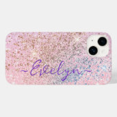 Coques Case-Mate iPhone Personalized pastel pink blue glitter (Verso (horizontal))