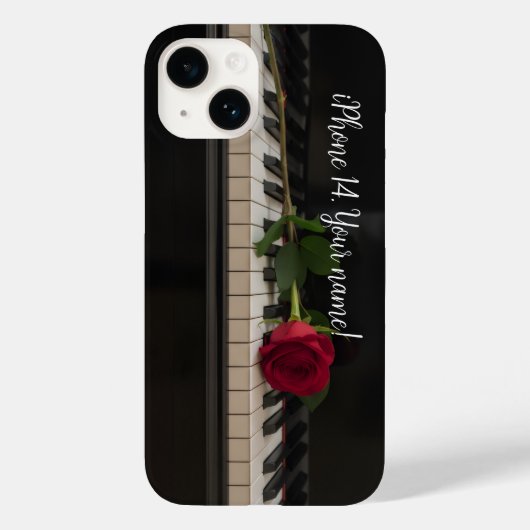 Coques Case-Mate iPhone Personalized Piano with a red rose - romantic (Verso)