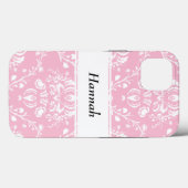 Coques Case-Mate iPhone Personalized Pink and White Damask (Verso (horizontal))
