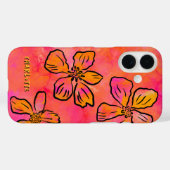 Coques Case-Mate iPhone Personalized Pink Floral Pop Art (Verso (horizontal))