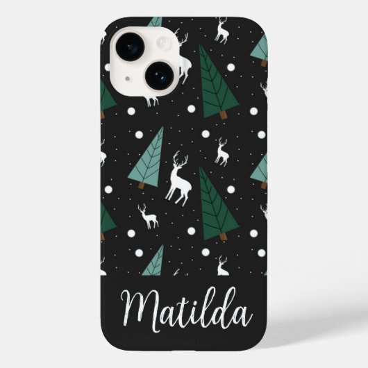 Coques Case-Mate iPhone Personalized Reindeer and Christmas trees  (Verso)